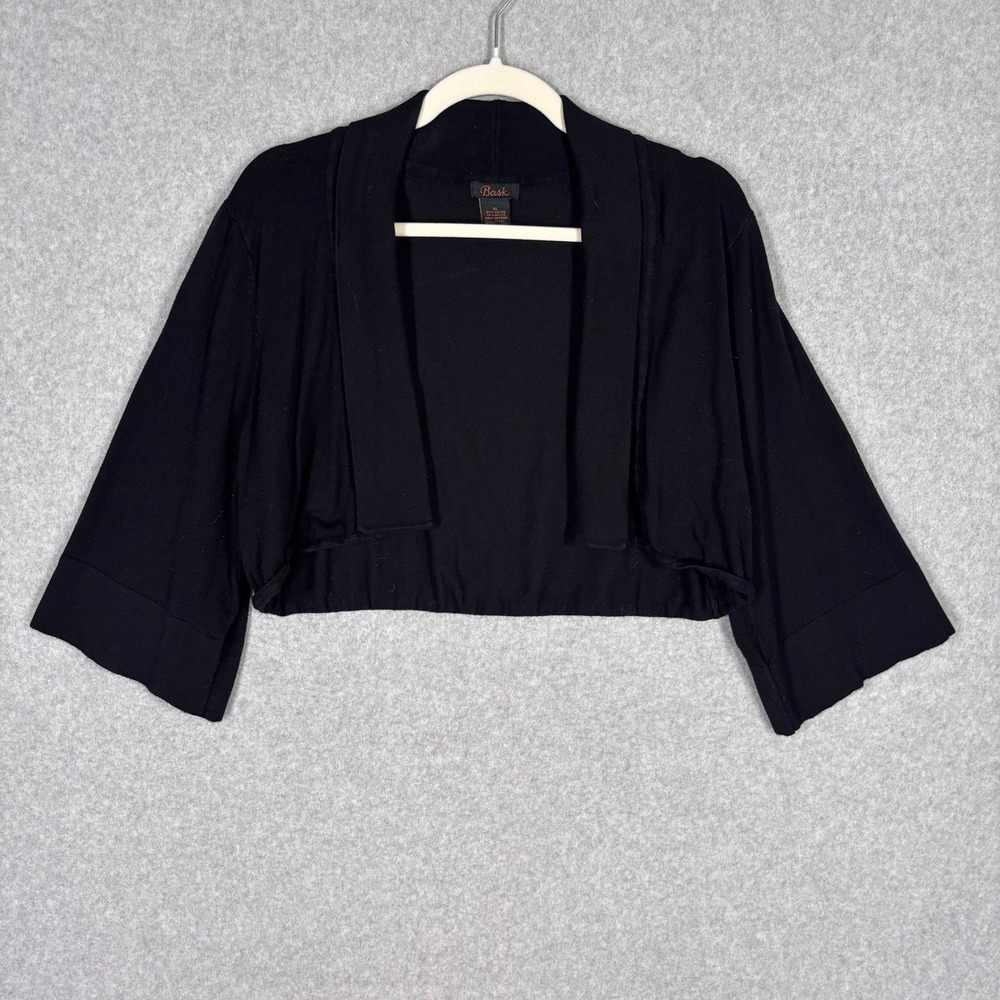 Bask Cropped Cardigan Sweater‎ XL Black Flare Bell Sleeve Whimsigoth Feminine